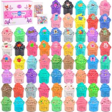 Imagem de Kit Slime WUJYLY 64 peças com 32 cores e 32 pingentes Slime