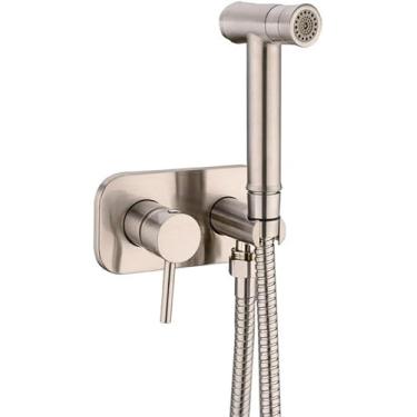 Imagem de Vaso Sanitário De Latão Quente E Frio Spray De Bidê Hdheld Conjunto De Fraldas De Bidê Para Quarto Conjunto De Chuveiro Pulverizador Jet Douche Kit, Brushed Nickel
