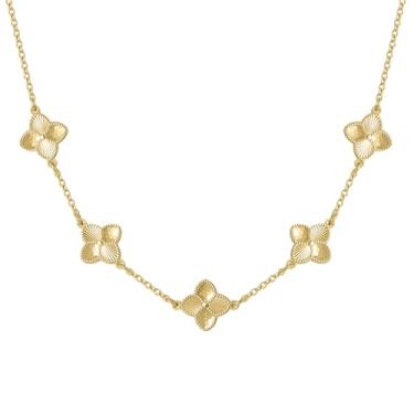 Imagem de Qitian Colar de trevo feminino, ouro 18K, quatro folhas, rosa, trevo da sorte, conjunto de colares modernos, joias e presentes para mulheres, 0.59, Aço inoxidável, Zircônia cúbica