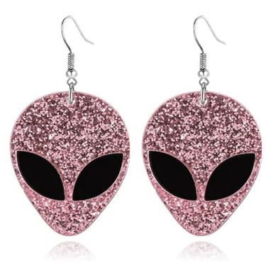Imagem de Dreuyet Brincos alienígenas para mulheres e homens, personalizado, desenho animado, astronauta, alienígena, novidade engraçada, brinco com pingente estranho, joia de festa de Dia das Bruxas, Medium