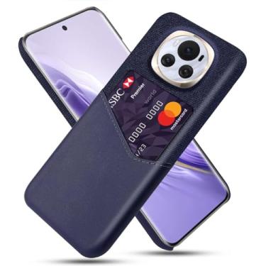 Imagem de Capa para Honor Magic6,Anti-deslizamento,Proteção contra quedas de 360°,Resistência à impressão digital,Tela e caso de couro PU com 1 slot de cartão atrás-Blue