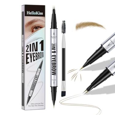 Imagem de W3W Lápis de sobrancelha para mulheres – Lápis de sobrancelha Microblading 2 em 1 com ponta dupla e lápis de sobrancelha à prova d'água com ponta de 2 garfos e ponta de pincel para sobrancelhas