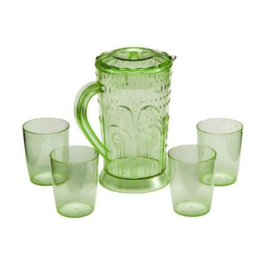 Imagem de Jarra Acrílico 4 Copos Agua Suco Gelo Bebida 1200ml Verde