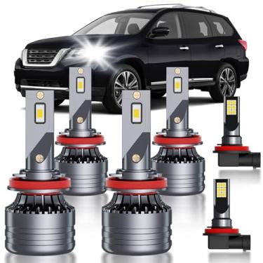 Imagem de HUOKEDS Serve para Nissan Pathfinder 2017-2020 Conjunto de lâmpadas de vários feixes de neblina, 6 unidades de feixe branco super brilhante e pacote de luzes de neblina Blubs, Plug and Play