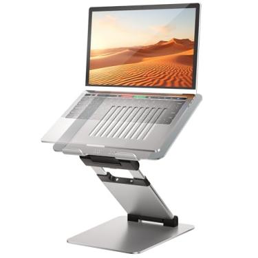 Imagem de Suporte ergonômico de laptop para mesa, suporte de laptop sentado para ficar em pé, altura ajustável de até 53 cm, suporte de computador em pé, promove uma postura saudável compatível com MacBook Air
