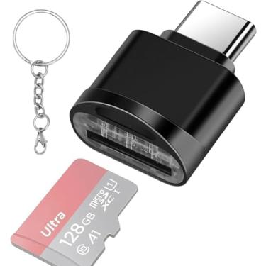 Imagem de leizhan Leitor de cartão micro SD tipo C com chaveiro, leitor de memória USB C para Micro SD SDHC SDXC OTG, adaptador de leitor de cartão tipo C compatível com MacBook Windows Lixus Samsung Galaxy