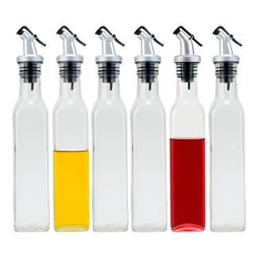 Imagem de Kit 6 Galheteiro de Vidro Garrafa Porta Azeite 250ml Mesa com Bico Dos