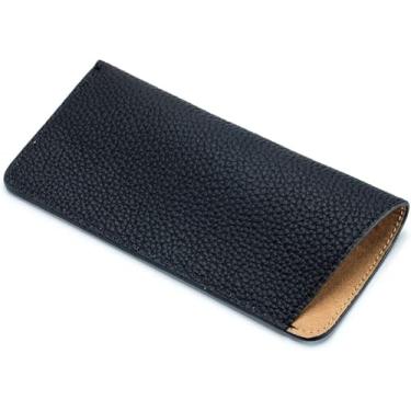 Imagem de Estojo De óculos De Couro Genuíno Bolsa De óculos Caso Para Homem E Mulheres Bolsa De Armazenamento De óculos De Sol Óculos Ultrafinos Caixa Protetor De óculos Bolsa, Black