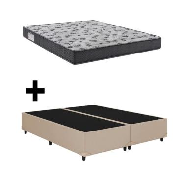 Imagem de Cama Base Box Casal Bipartido Bege Colchão ISO 100 D33 - Ortobom