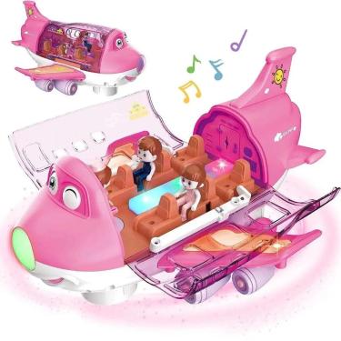 Imagem de Brinquedo Infantil Feminino Avião Rosa Educativo Musical
