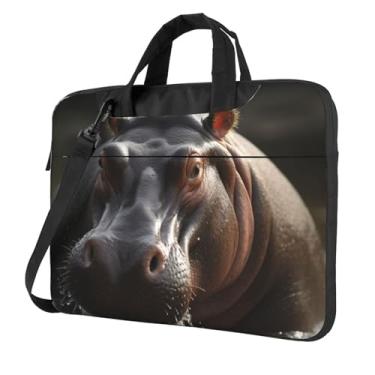 Imagem de Capa para laptop Hippo à prova de choque protetora para notebook bolsa portátil à prova d'água para homens e mulheres, Preto, 15.6 inch