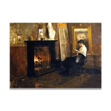 Imagem de A Quiet Day In The Studio John Lavery Iconic Realist Portrait & War Scene Canvas Art – Decoração de parede irlandesa atemporal para casa 30 x 42 cm Un Framed