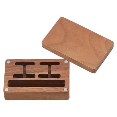 Imagem de DICOSMETIC Caixa de abotoaduras de madeira pequena caixa de exibição de abotoaduras vintage caixa de presente retangular de armazenamento caixa de abotoaduras organizadores de joias acessórios para