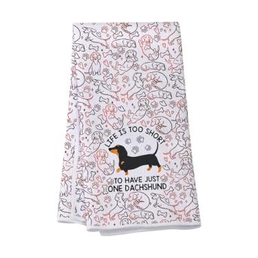 Imagem de VAMSII Presentes de cachorro Dachshund para mulheres pet dachshund toalha de cozinha presentes para amantes de salsichas presentes temáticos de cachorro Weiner (USDachshundTowel)
