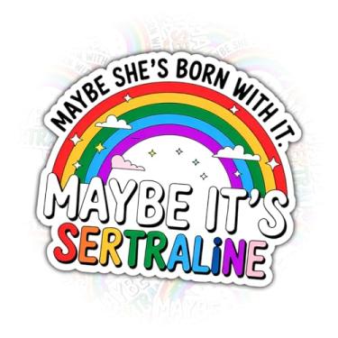 Imagem de (3 peças) Adesivo Maybe It's Sertraline – Decalque de vinil engraçado com citação de saúde mental à prova d'água para laptop, garrafa de água, copo – presente para amigos, colegas de trabalho