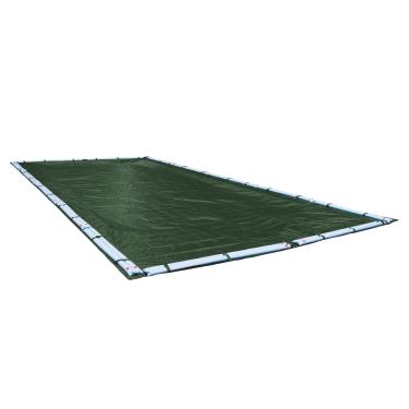 Imagem de Robelle Capa de piscina de inverno verde resistente de 6 x 12 m para piscinas enterradas, sobreposição de 1,5 m (tamanho da tampa de 7,6 x 13,7 m), sólida 8 x 8 Scrim, 67 g/yd2, garantia de 10 anos