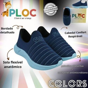 Imagem de Tênis Infantil Ploc Colors Anatômico, Marinho sola azul, 24