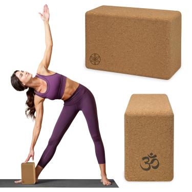 Imagem de Gaiam Cork Yoga Block – 10 x 15 x 23 cm, bloco de cortiça natural para ioga, pilates, alongamento, equilíbrio, academia, treino em casa, meditação, antiderrapante, alta densidade, bordas arredondadas