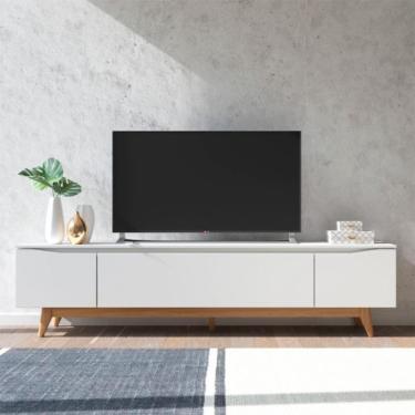 Imagem de Rack para TV até 75 Polegadas Flynt 3 PT Off White e Natural 219 cm