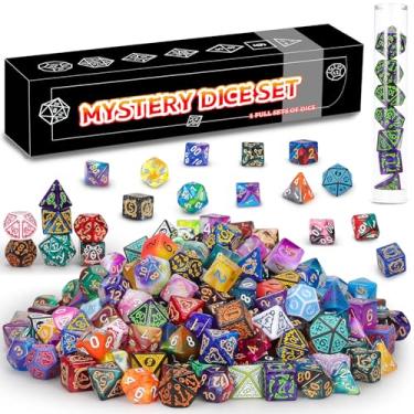 Imagem de QMAY Mystery Dice Box - 7PCS DND Dice Set, Random Dice Patterns, 1Surprise Boxes, Polyhedral Dice with Dice Display Tube, D&D Gifts Box for Dungeons and Dragons, RPG, MTG,Role Playing Table Game