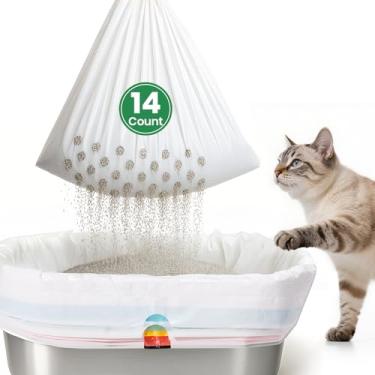 Imagem de PETOCAT Sacos para sistema de areia de peneiração de 7 dias, forros espessos resistentes 94 x 45 cm (pacote com 14), serve em caixas de areia padrão.