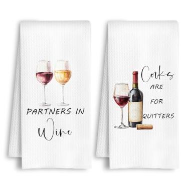 Imagem de HSIASHENG Toalhas de cozinha de vinho, presentes para amantes de vinho para mulheres e homens, toalhas de chá, rolhas são para desistentes, toalha de mão decorativa para carrinho de bar de cozinha, 40