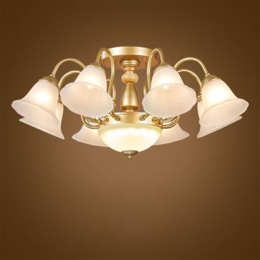 Imagem de OUFULA Lustre retrô americano LED Europeu Luxo Sala de Estar Restaurante Quarto Estudo Villa Hotel Café Lâmpada Pendente (B A 8 luzes)