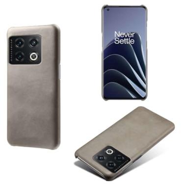 Imagem de Capa para Oneplus 10 PRO,Proteção contra quedas,Casca de volta de cor sólida simples,Design de couro de imitação de plástico-Gray