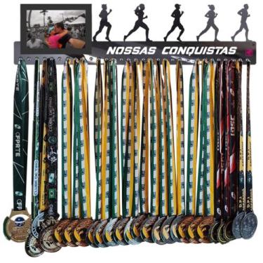Imagem de Organizador de Medalhas Corrida Rua Casal Porta Retrato 61cm - QUADRO 