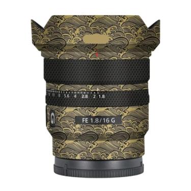Imagem de Adesivo de lente de câmera antiarranhões para Sony FE 16 mm F1.8 G Capa protetora de película protetora 16 F 1,8 (ouro onda)