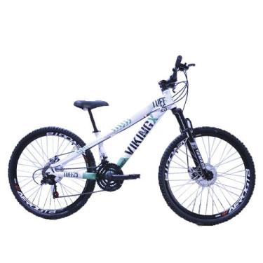 Imagem de Bicicleta Vikingx Aro 26 Câmbios Importado 21V Aero Branco Verde com C