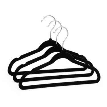 Imagem de Conjunto de Cabides de Veludo Estrutura em Platico e Metal Prata Kit de Cabides Com 3 Unidades Organização de Guarda Roupa Cabides Organizadores