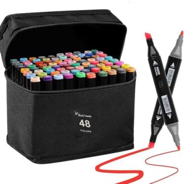 Imagem de Caneta Marcador Para Colorir Desenho Profissional 48 Cores Conjunto De Canetinhas Pontas Duplas