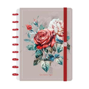 Imagem de Caderno de Disco Inteligente Personalizado Iscool M Floriografia Rosa Bege