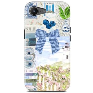 Imagem de Linda capa de telefone com colagem de laço de fita para iPhone 16e, compatível com Magsafe, estética moderna coquete cottagecore flor magnética fina à prova de choque capa protetora feminina menina