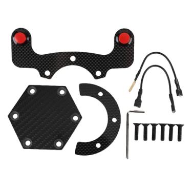 Imagem de Keenso Kit de Tampa Central do Volante do Volante, Kit de Substituição de 6 Orifícios para Fibra de Carbono para Nardi Vertex Wheels para Melhorar a Estética