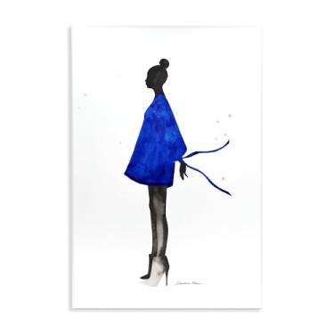 Imagem de Stupell Industries Desenho de arte de parede com silhueta de vestido azul por Simone Elum, 48 x 33