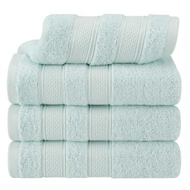 Imagem de American Soft Linen Salem 100% algodão turco 4 peças toalhas de mão para banheiro, 600 GSM conjunto de toalhas de rosto de mão de secagem rápida, absorvente macio, menta
