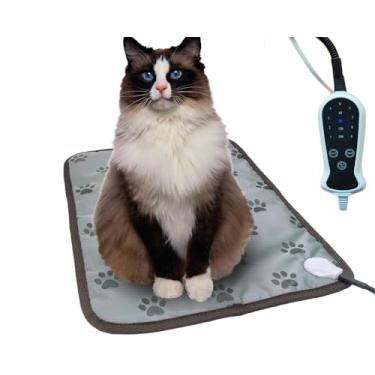 Imagem de DEOMAN Almofada de aquecimento para animais de estimação para cães pequenos e gatos, cama de gato aquecida, almofada elétrica para cães com temporizador ajustável, cordão resistente à mastigação