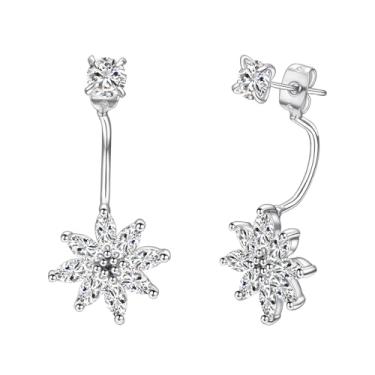 Imagem de Yoursfs Brincos de diamante falso floco de neve para mulheres, pingente de Natal, brilhante, hipoalergênico, moderno, banhado a platina, brinco de zircão