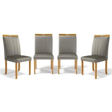 Imagem de Kit Com 4 Cadeiras Aurora Madeira Maciça Estofadas Para Mesa De Jantar