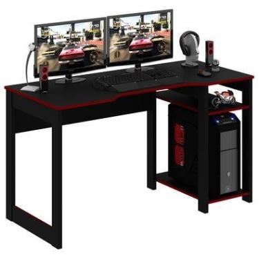 Imagem de Mesa Gamer Gran Belo Home Office, MDP, Preto e Vermelho - ME4152