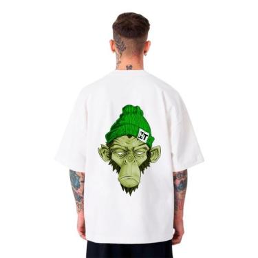 Imagem de Camiseta Oversized Masculina Chimpanzé Swag Skate - FSL.CONF, Branco, 