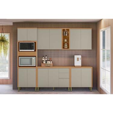 Imagem de Cozinha Completa Allure 5 Peças (2Aéreos+2Balcões+1TorreQuente) CP08 Jequitiba/Gris Fosco - Linea Brasil