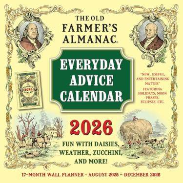 Imagem de Planejador de parede Old Farmer's Almanac 2026: Conselho diário, agenda de 17 meses: agosto de 2025 - dezembro de 2026, 30,5 cm x 30,5 cm