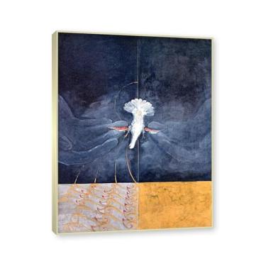 Imagem de Moldura de champanhe. Pôster Hilma Af Klint, (A pomba, nº 05), reproduções de pinturas famosas, imagem de arte abstrata para sala de estar quarto decoração de casa. 30 x 40 cm - 11,8 x 15,7 pol