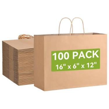 Imagem de Sacos de presente Kraft Brothersbox, papel pardo grande, 100 unidades,
