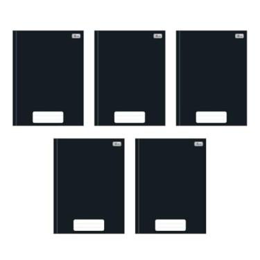 Imagem de Kit com 5 Cadernos Universitário Brochura Tilibra Preto com 80 Folhas Pautadas Grande Escolar