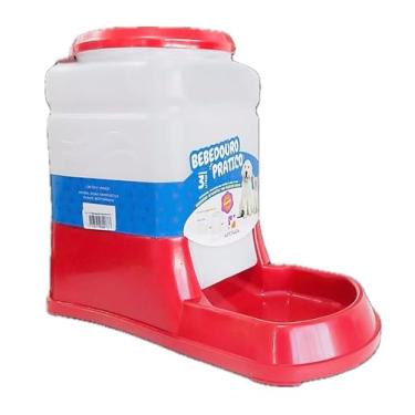 Imagem de Bebedouro Automatico Cães Cachorros Gatos Pratico 3Litros (VERMELHO, 3L)