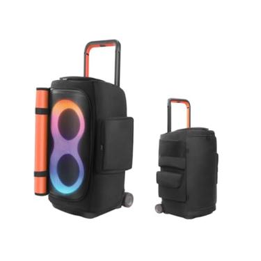 Imagem de YUULNMOP Estojo de transporte de alto-falante portátil com vários bolsos compatível com JBL PartyBox 520, à prova de poeira, bolsa de armazenamento resistente a arranhões, capa dobrável para viagens